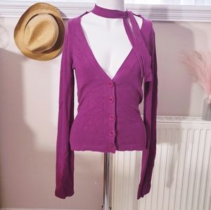 Vintage Y2K Purple Costa Blanca Tie Sash Neck Cardigan